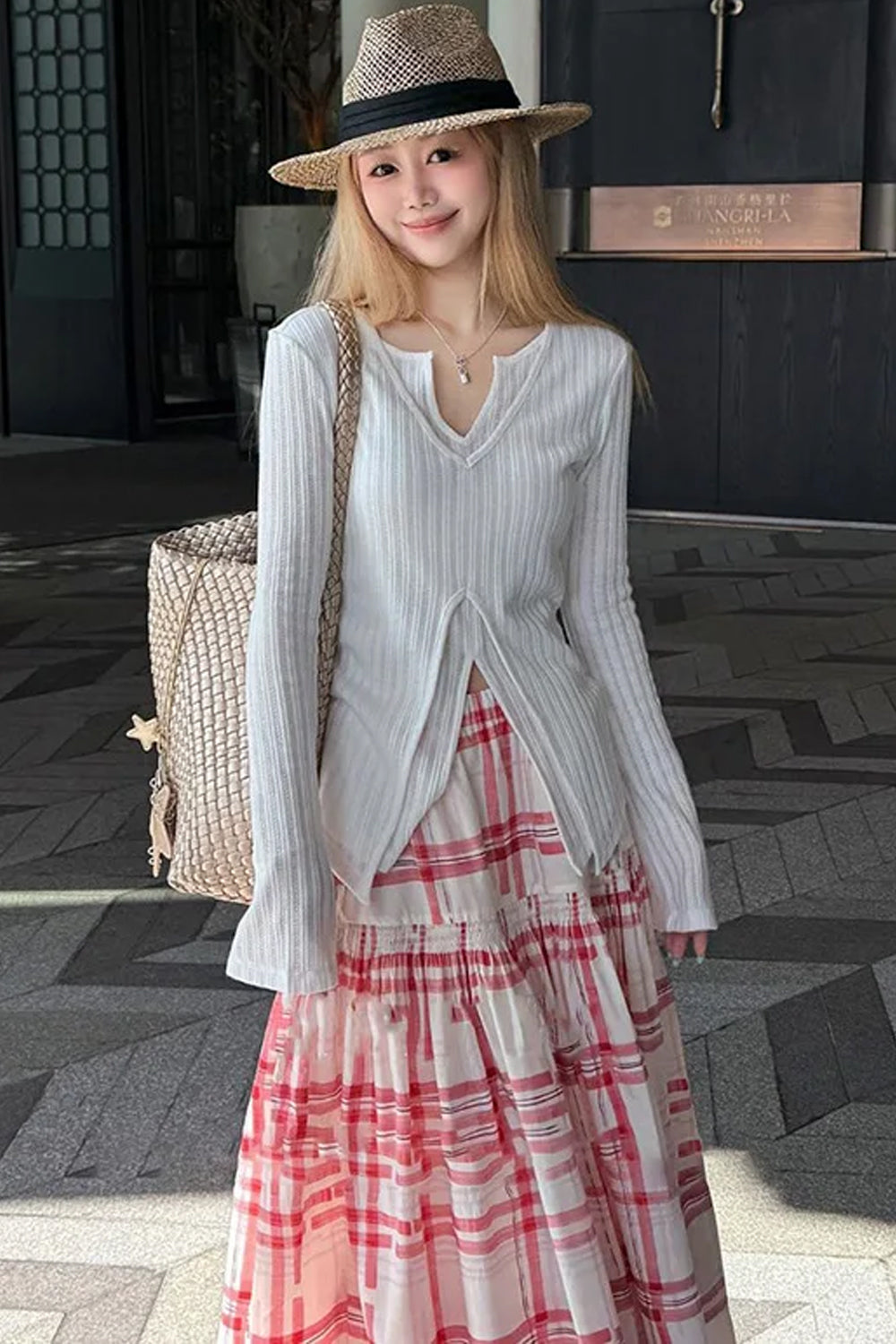 Loose Sweet Red Plaid Cute Skirts