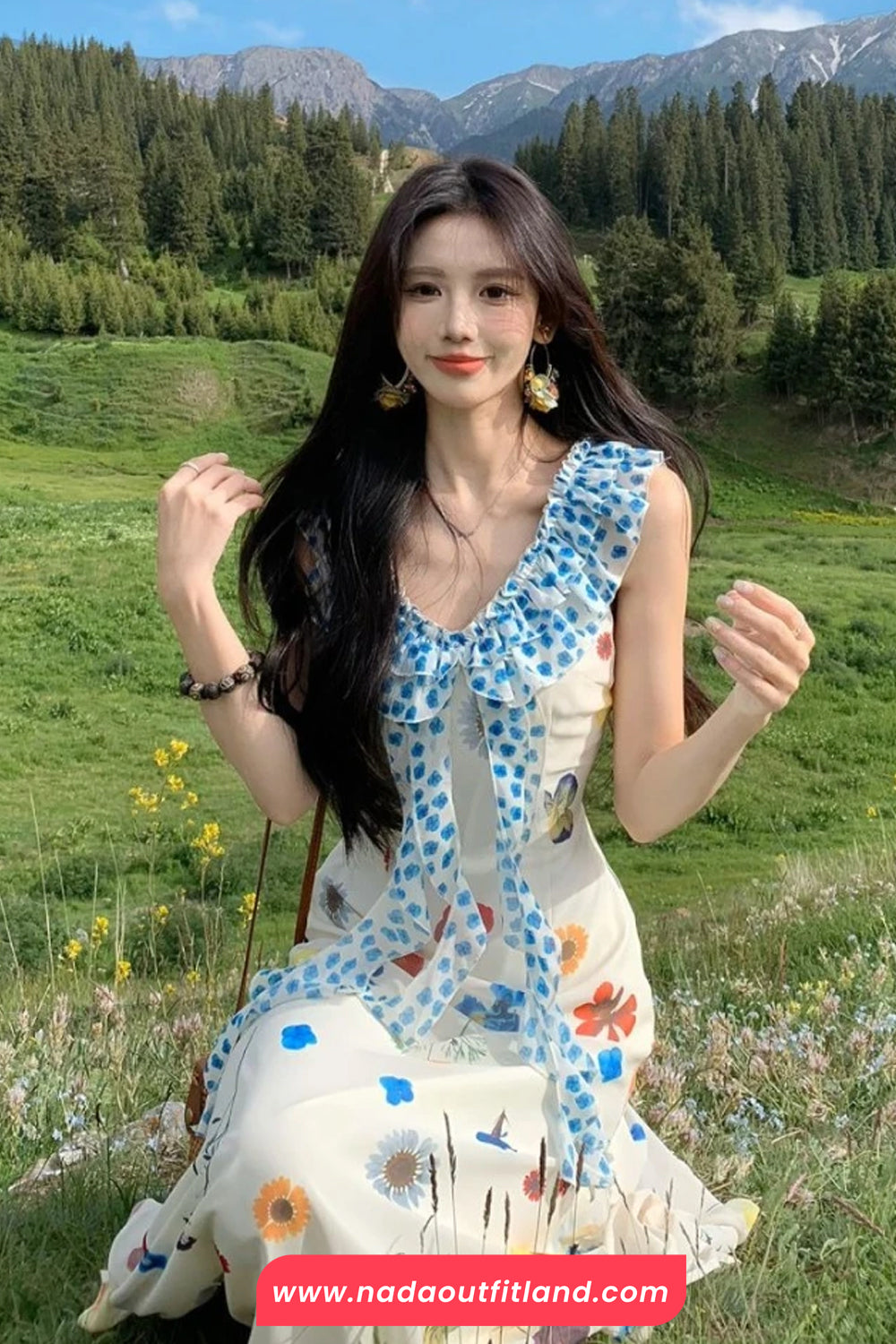 Vintage Elegant Floral Pattern Summer Dress