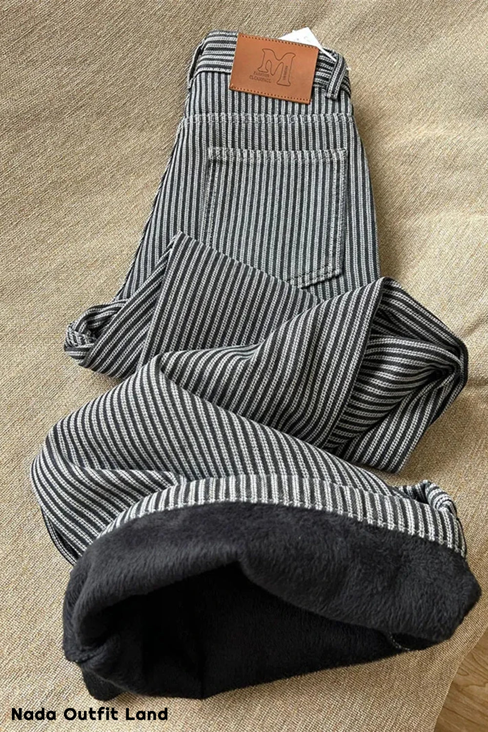 High Waist Loose Vintage Striped Denim Pants