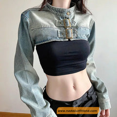 Long Sleeve Sexy Cropped Retro Jeans Jacket