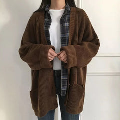 Loose V-Neck Knitted Slim Sweater