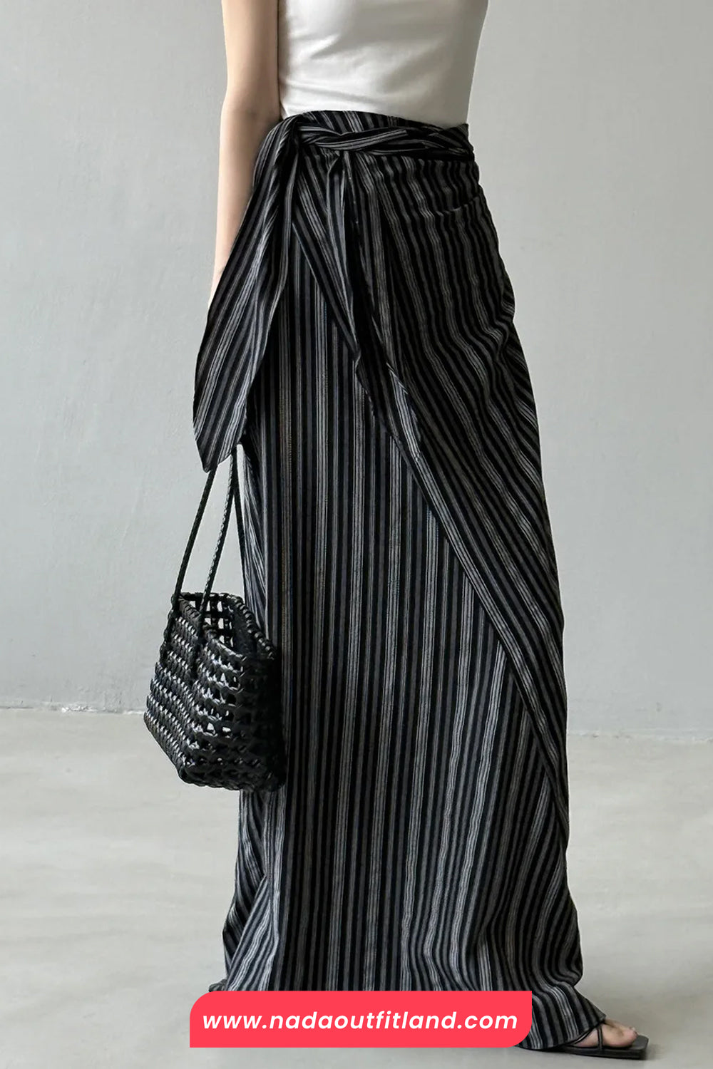 High Waist Striped Irregular Style Elegant Skirts
