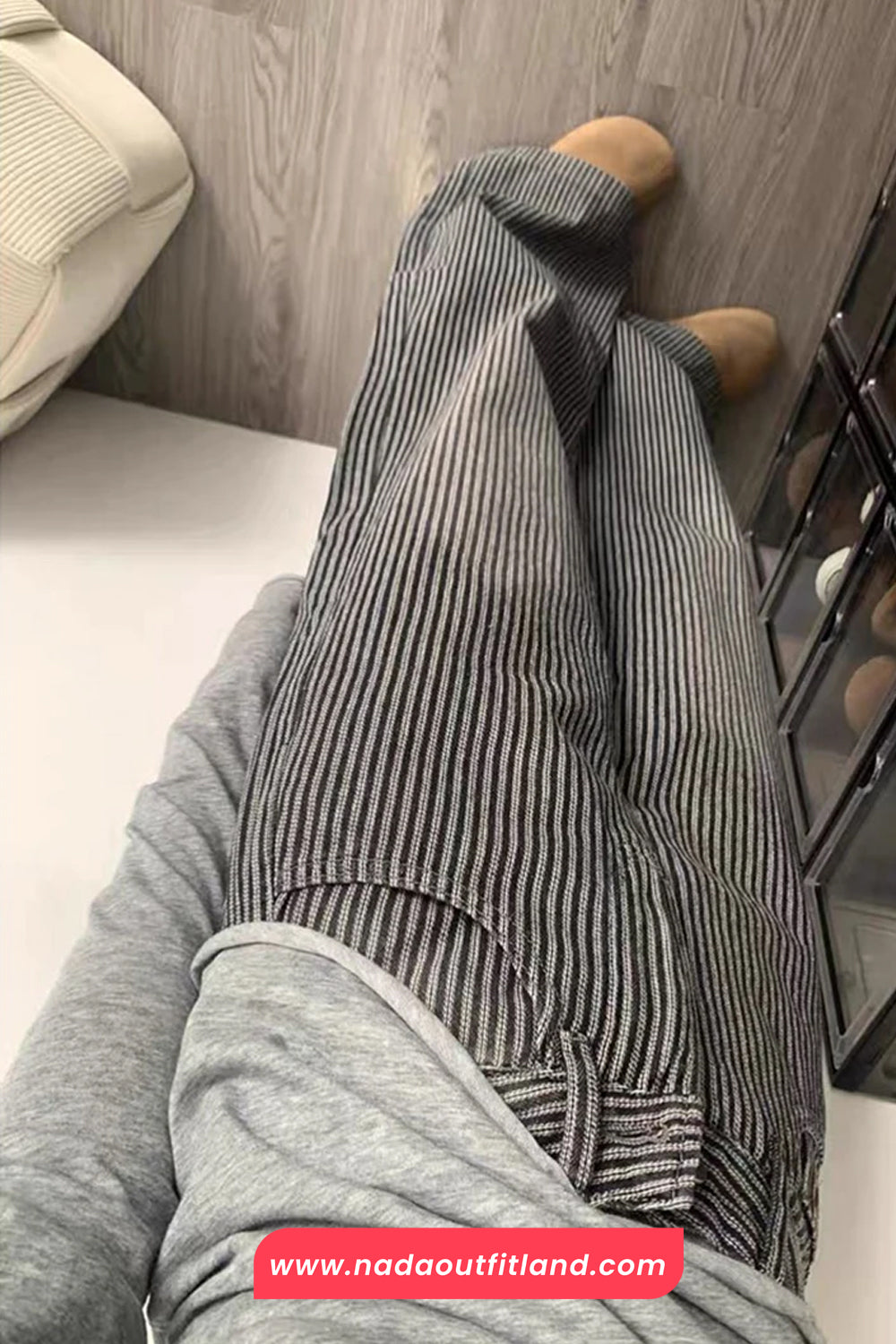 Loose Vintage Elegant Denim Striped Pants