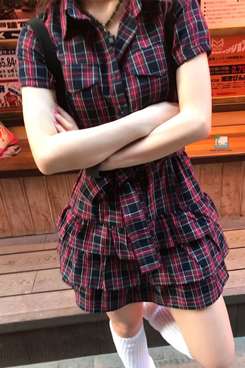Vintage Ruffles Plaid Bandage Mini Dress
