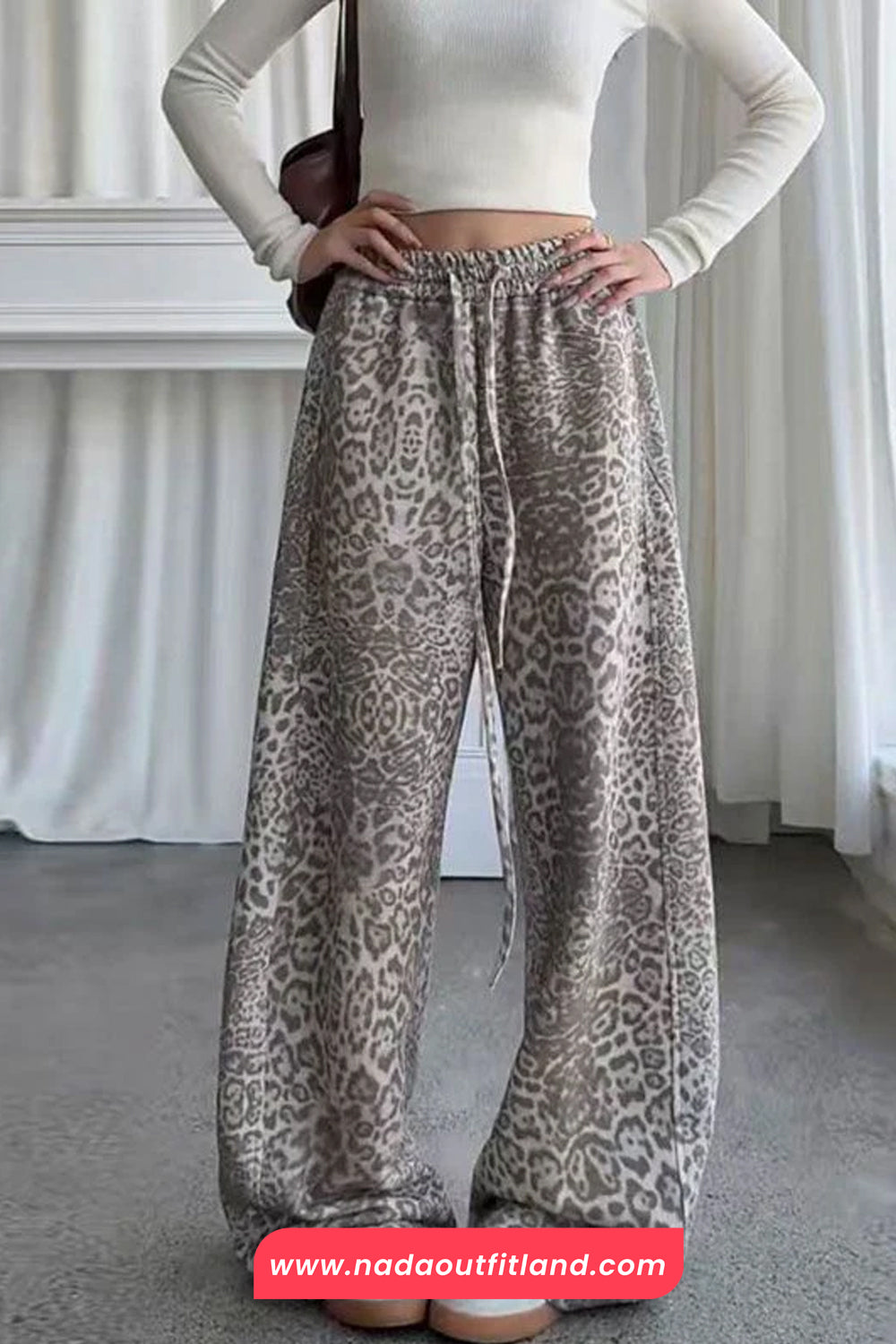 Lace Waist Hip Hop Leopard Pattern Long Sweatpants