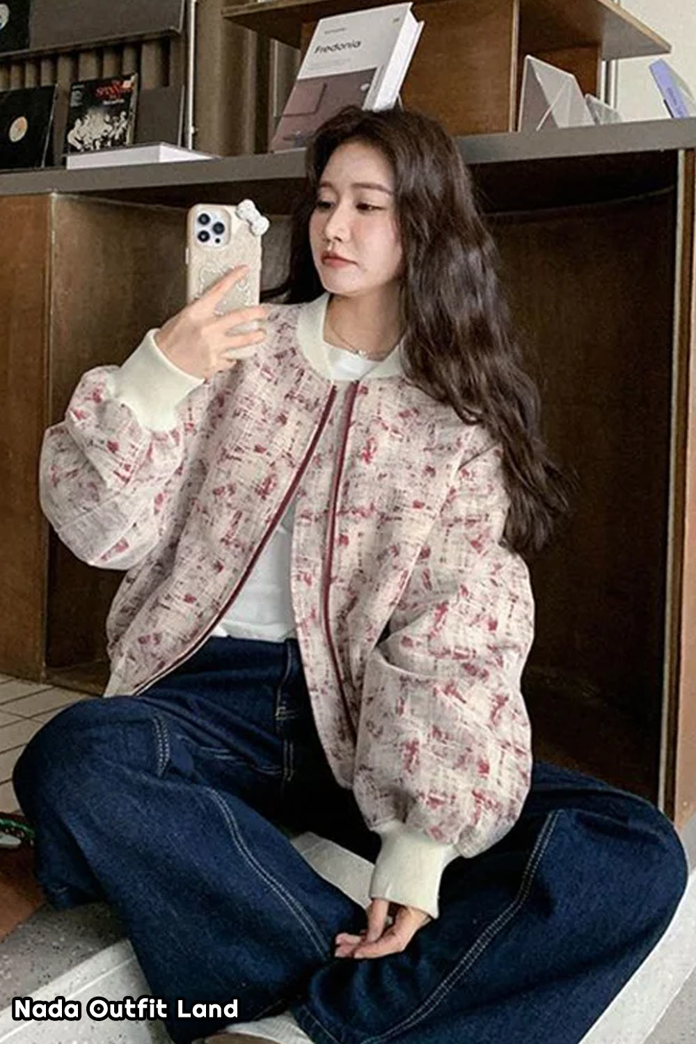 Long Sleeve Pink Tie Dye Pattern Baseball Zipper Jacket