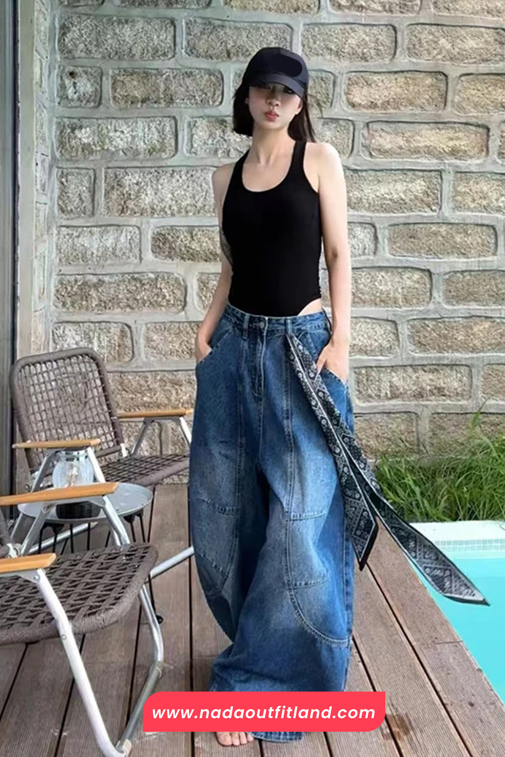 High Waist Loose Wide Leg Blue Jeans Pants