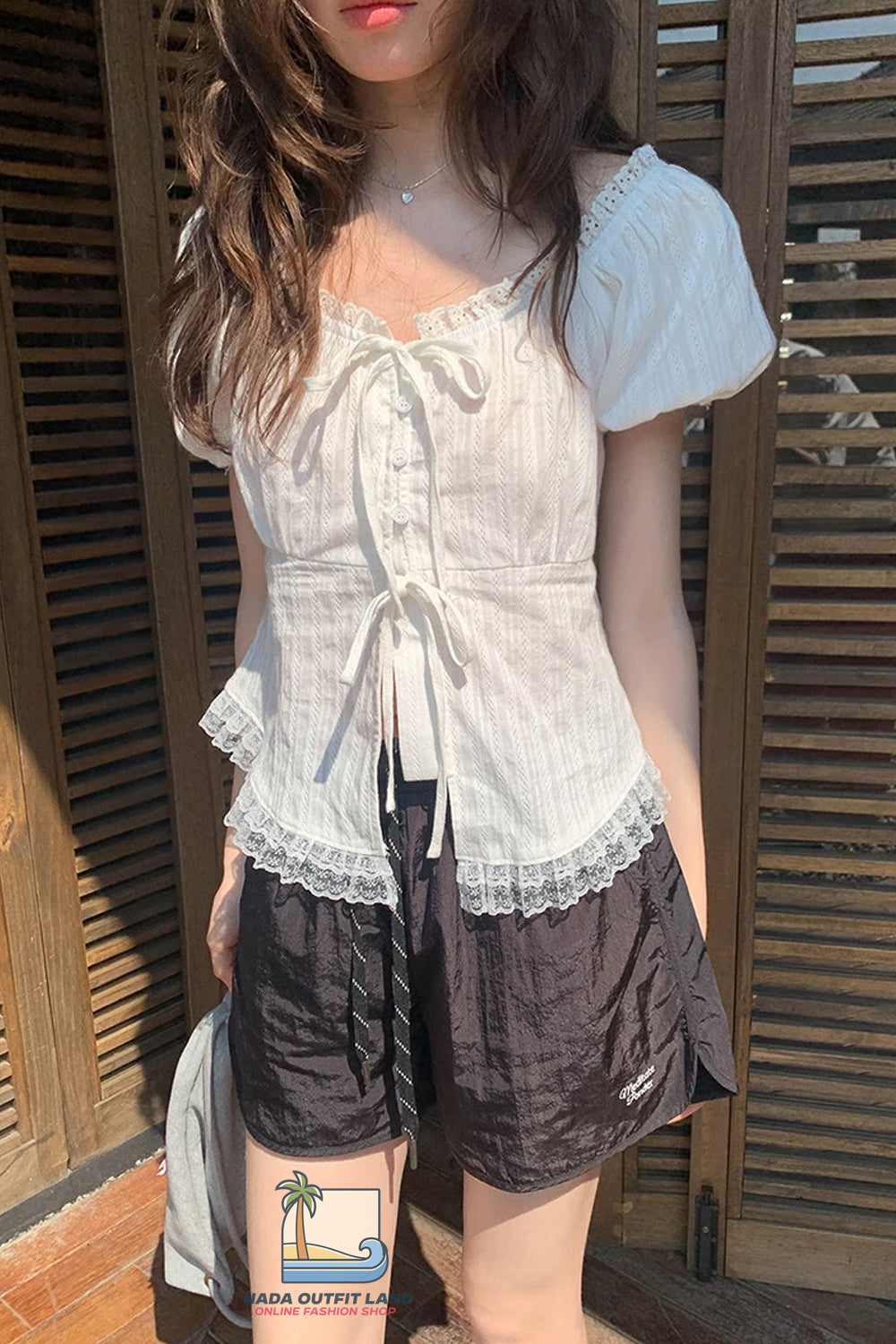 Puff Sleeve Cute Sweet Lace Cropped Shirt