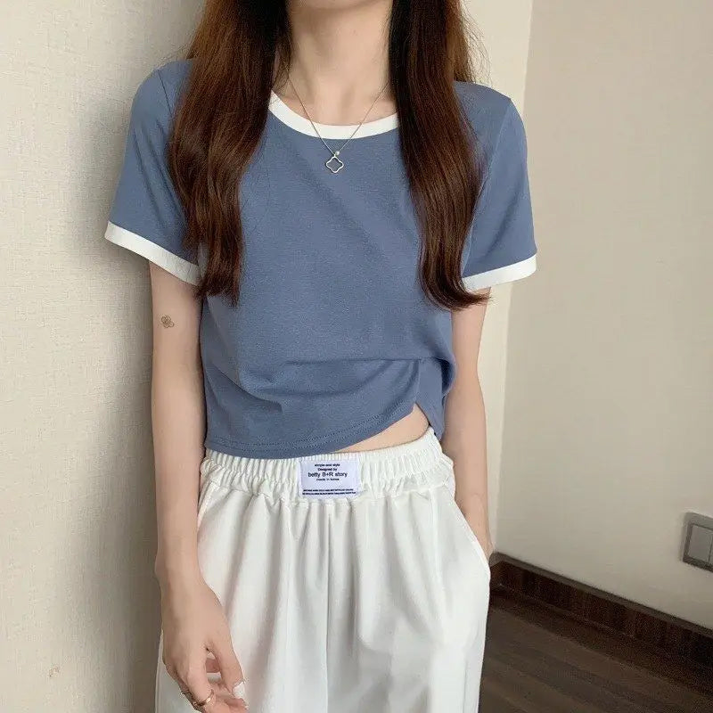 Short Sleeve O-Neck Cute Colors Shirts