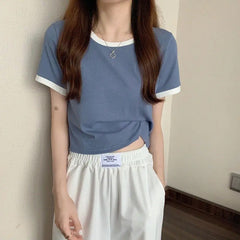 Short Sleeve O-Neck Cute Colors Shirts