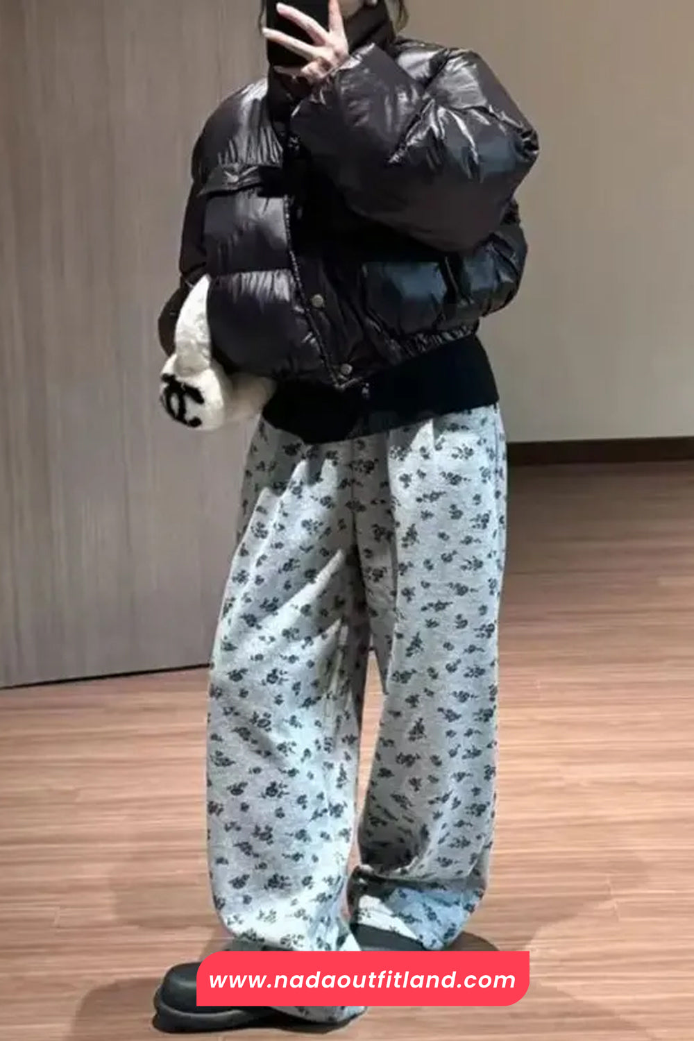 Loose Thick Floral Pattern Casual Sweatpants