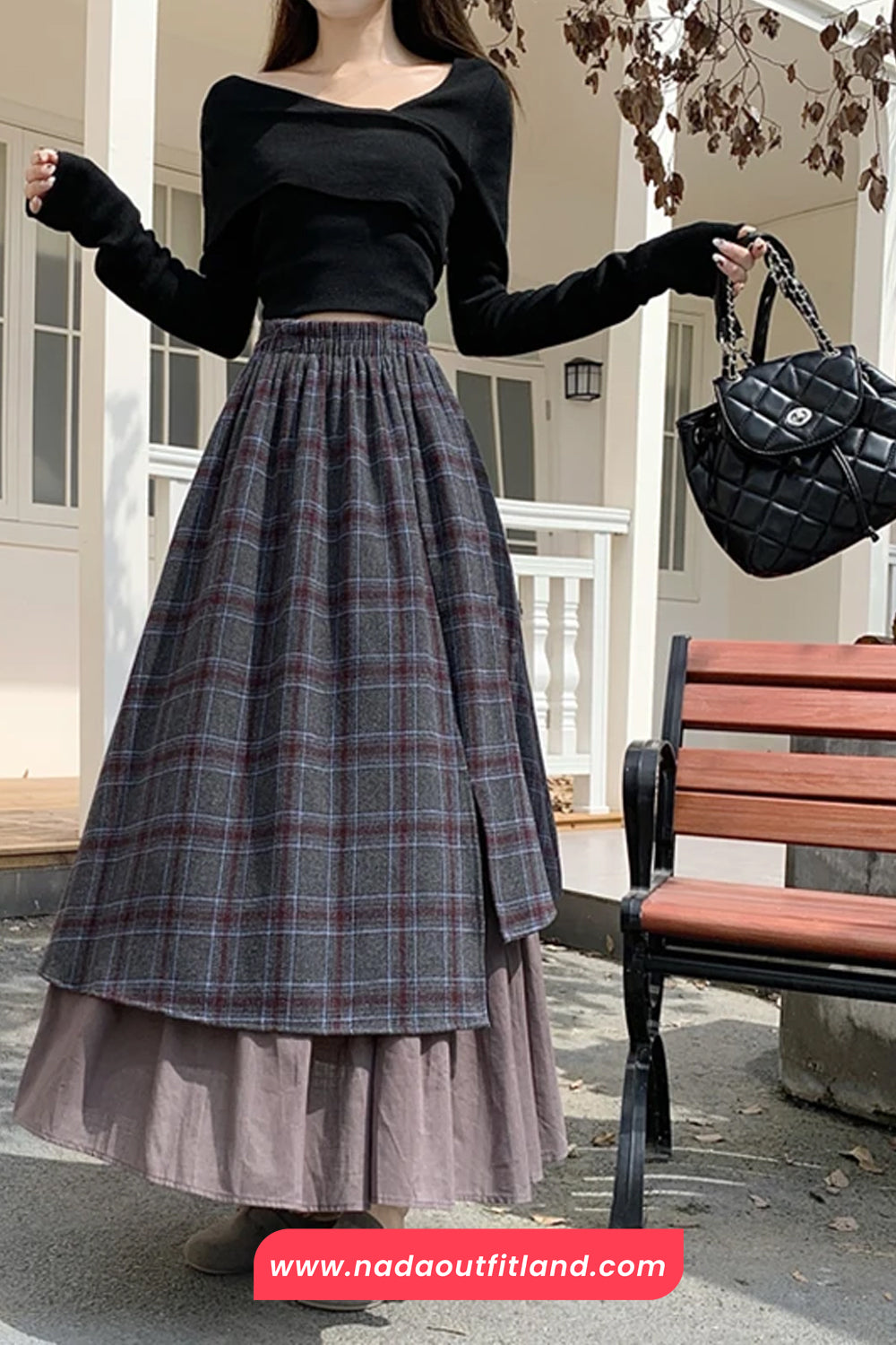 Vintage A-Line Plaid Patchwork Asymmetrical Skirts