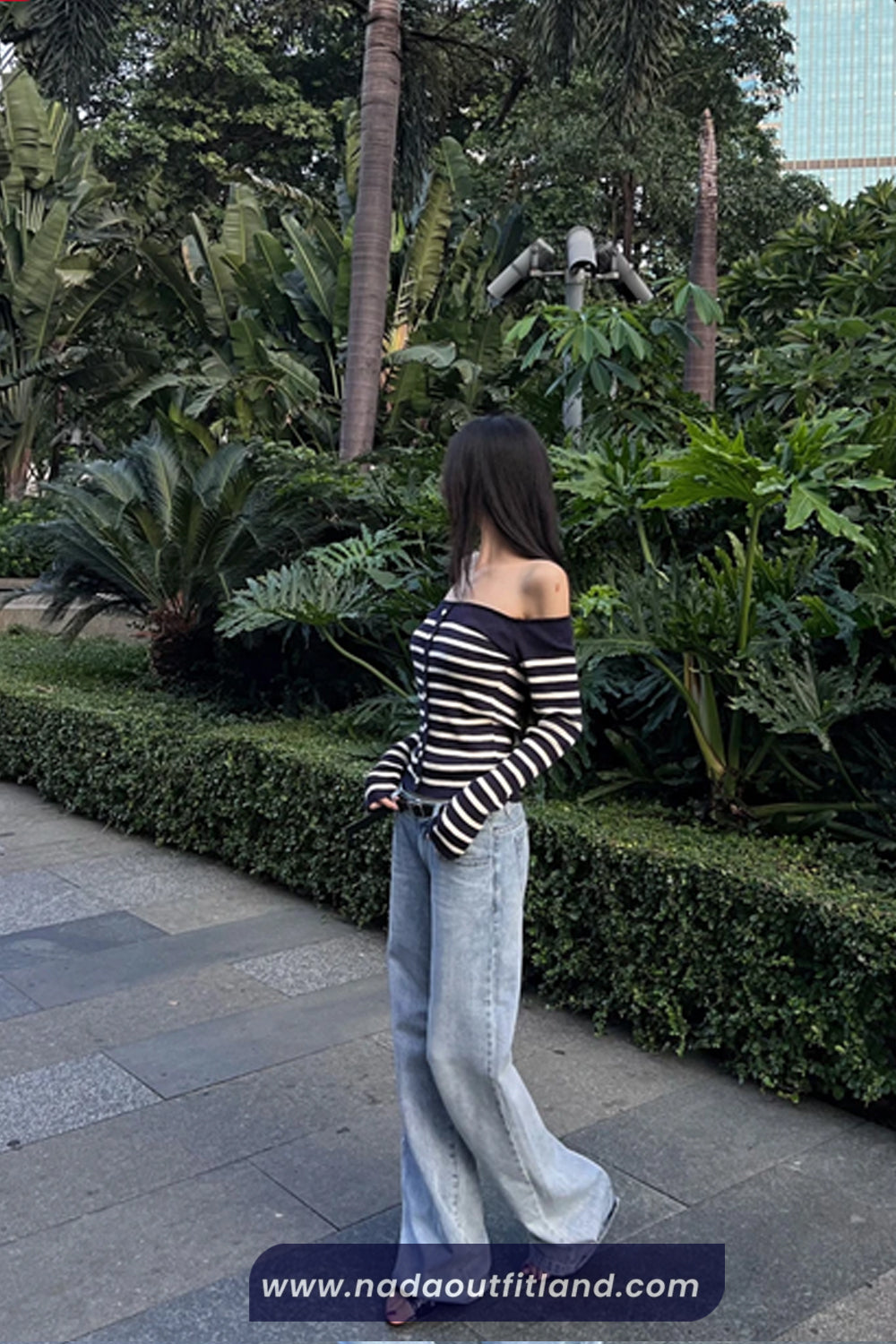 Long Sleeve Striped Slash Neck Cropped Cardigan Sweater