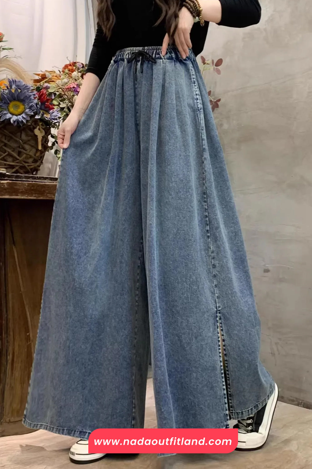 High Waist Loose Wide Leg Denim Long Pants