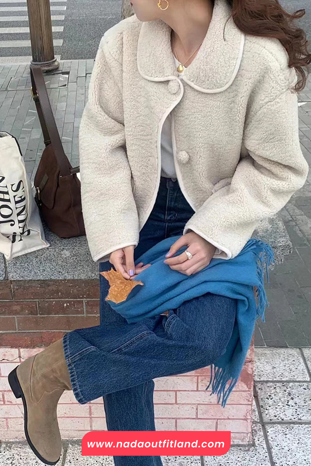 Lapel Collar Vintage Lamb Wool Fluffy Cropped Jacket