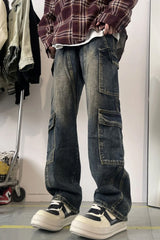 Hip Hop Cargo Pockets Long Men Jeans Pants