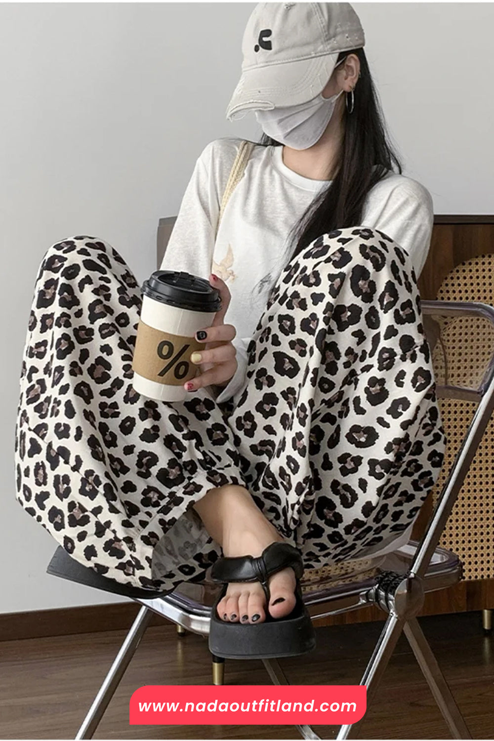 Loose Vintage Hip Hop Leopard Patten Wide Leg Pants