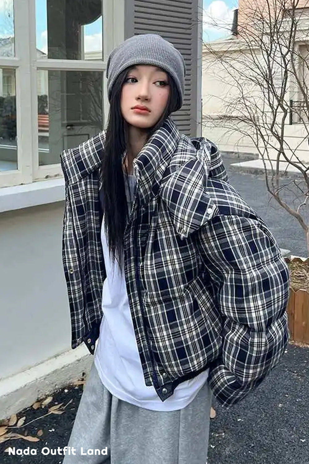 Plaid Pattern Thickening Padded Winter Coat Jacket