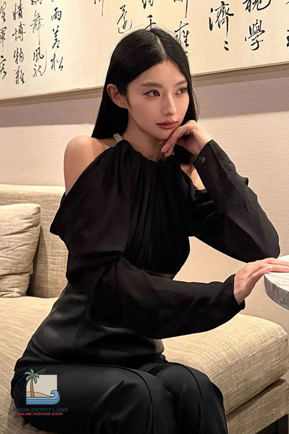Long Sleeve Sexy Halter Off Shoulder Elegant Blouse Shirt