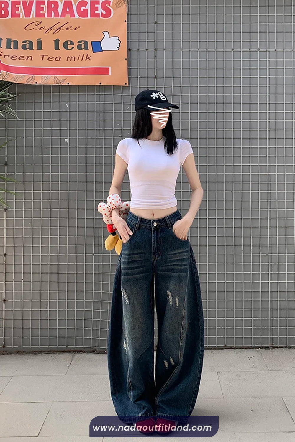 High Waist Loose Wide Leg Ripped Women Jeans Pants
