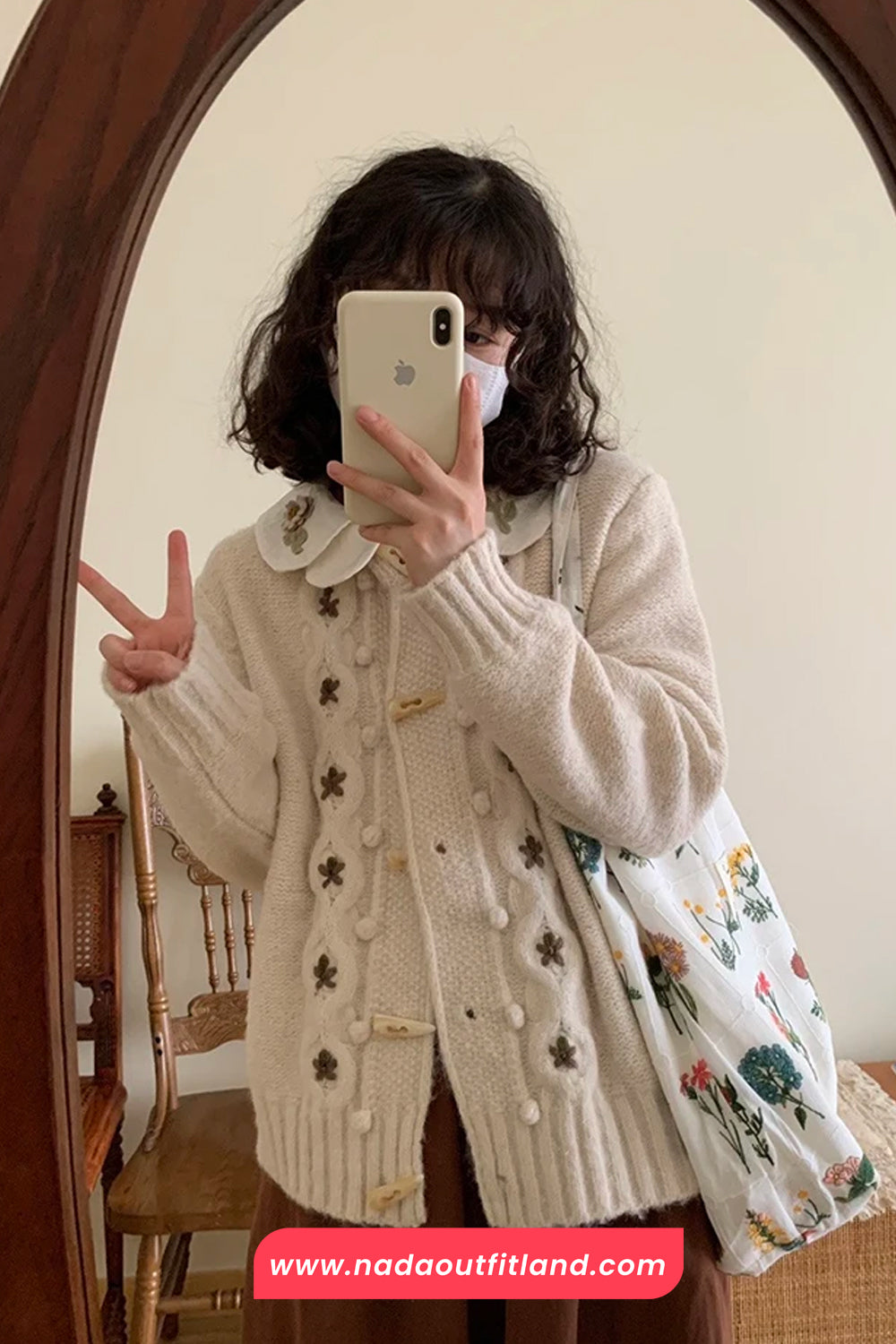 Long Sleeve Vintage Floral Embroidered Cardigan Sweater