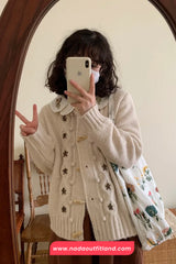 Long Sleeve Vintage Floral Embroidered Cardigan Sweater