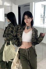 Long Sleeve Camouflage Pattern Sexy Cropped Jacket