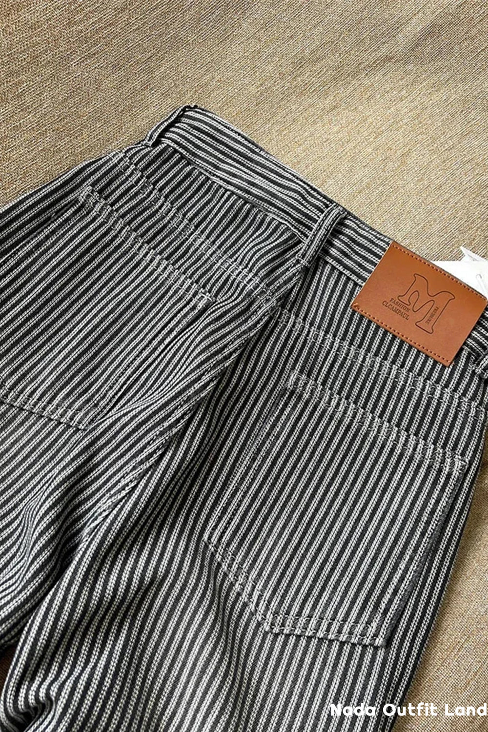 High Waist Loose Vintage Striped Denim Pants