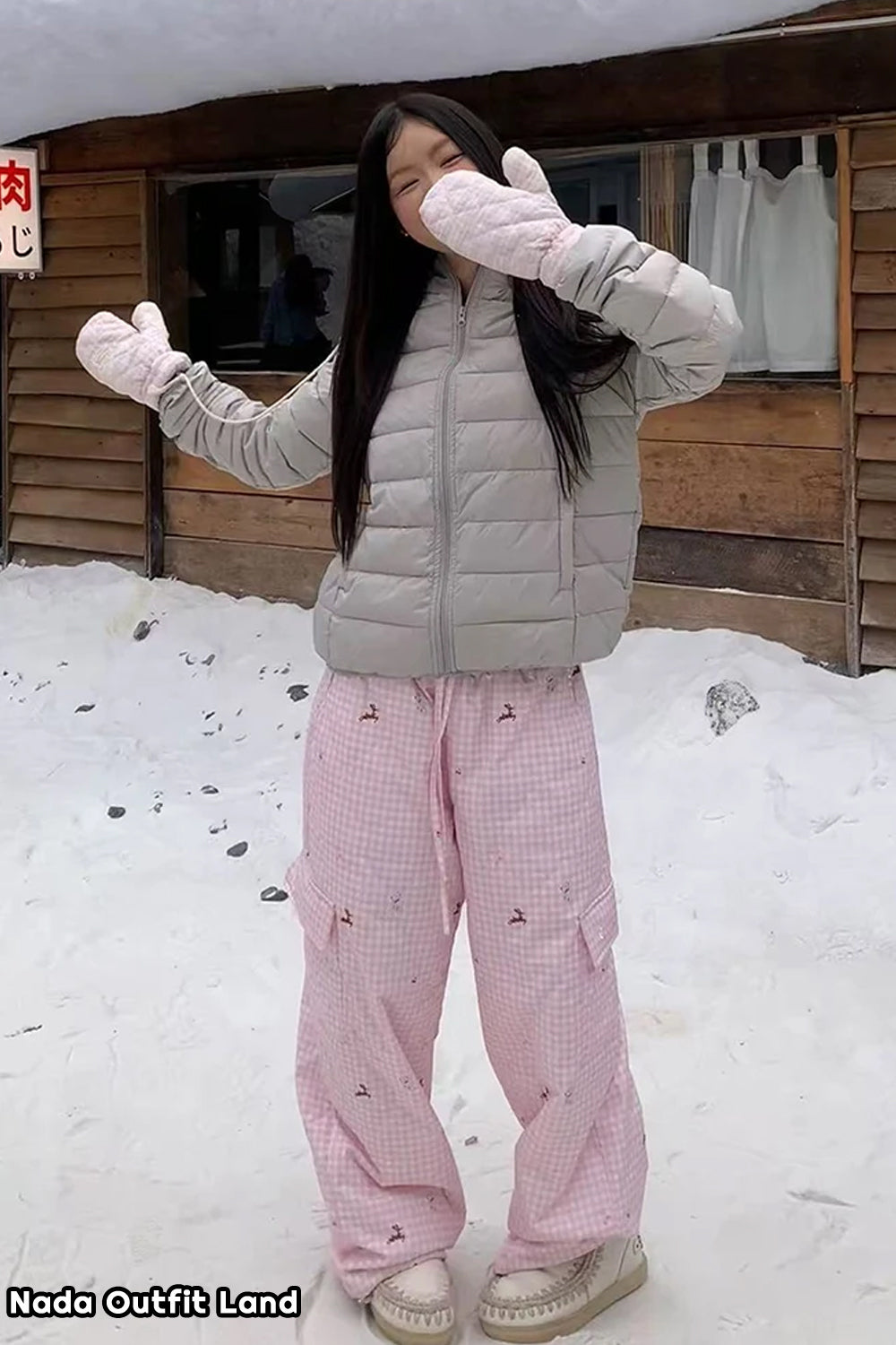 Loose Cargo Pockets Winter Thick Plaid Pants