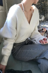 Long Sleeve Sexy Halter Cropped Knitted Sweater
