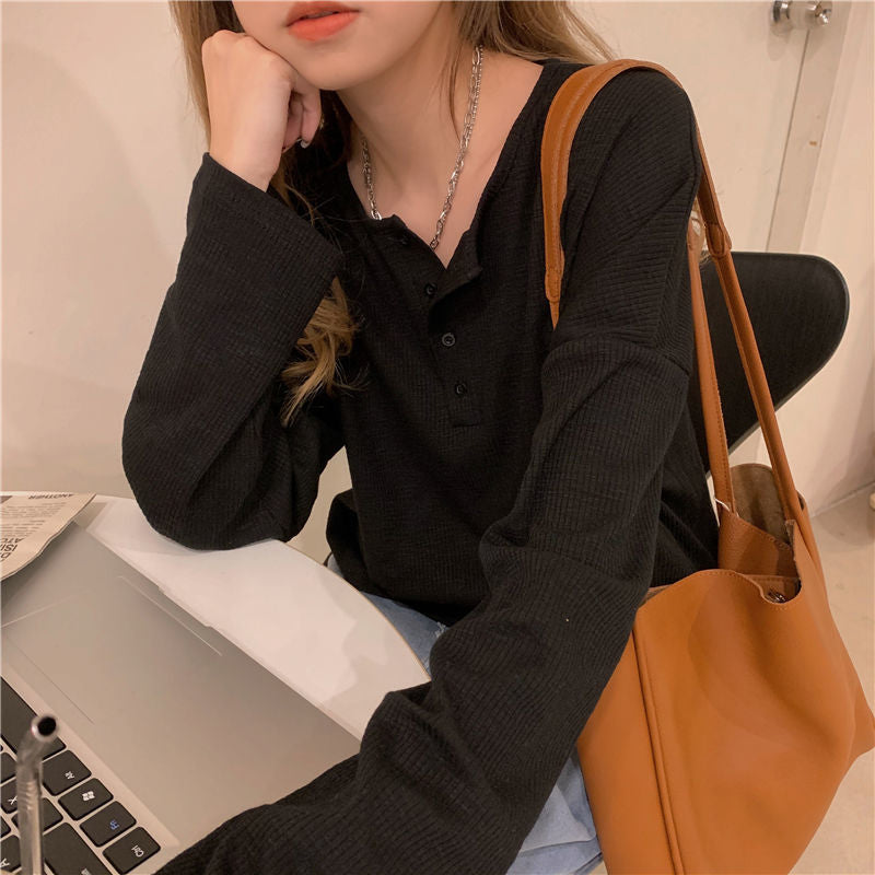 Long Sleeve Soft Simple Cozy Button Shirt