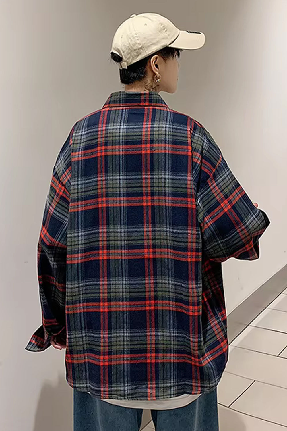 Loose Vintage Plaid Men Shirt