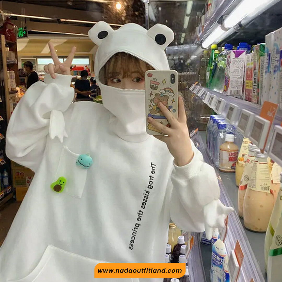 Loose Cute Frog Style Hoodie