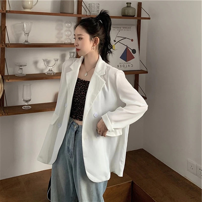 Loose Simple Notched Blazer Jacket
