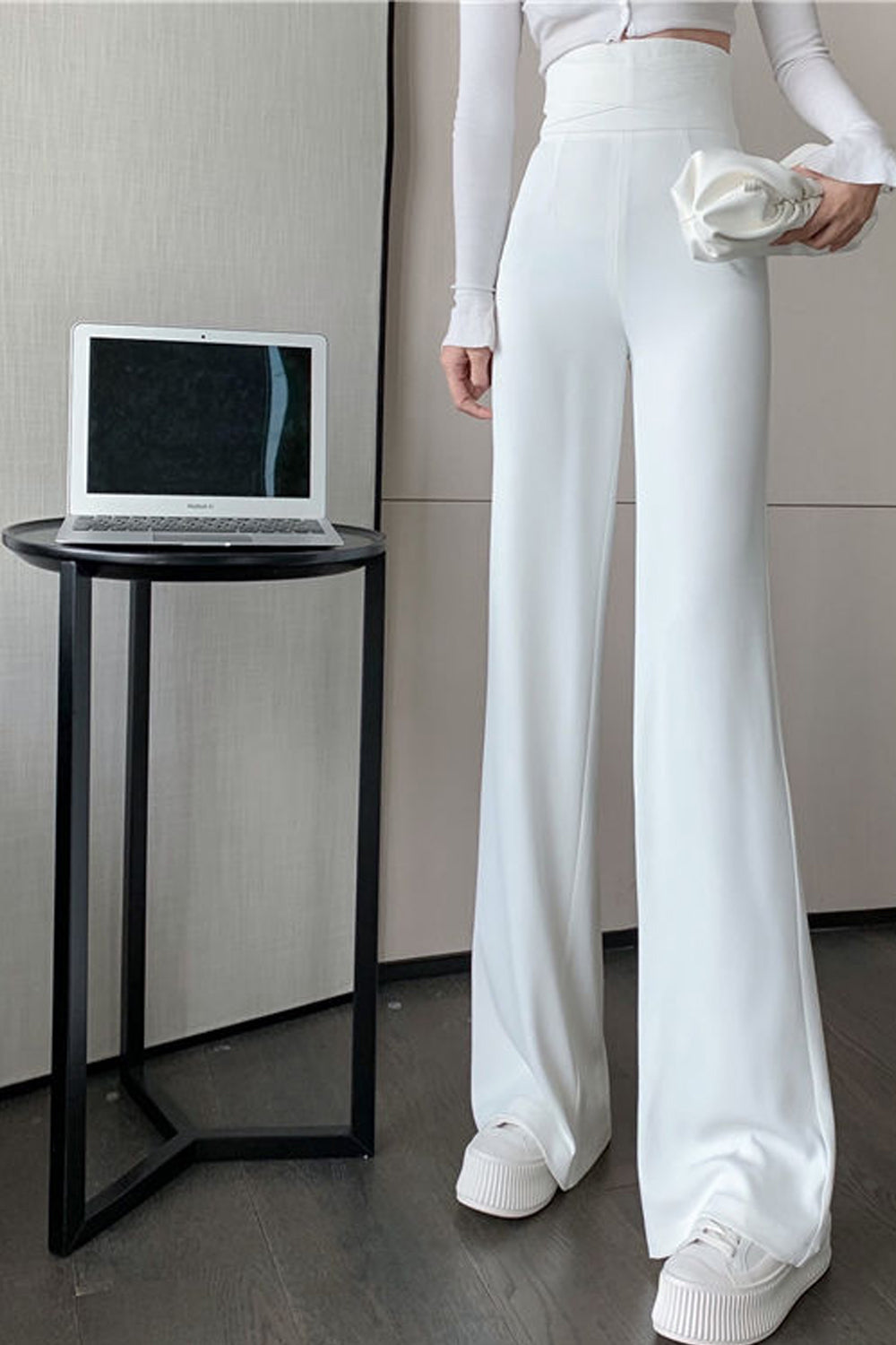 High Waist Loose Basic Colors Wide Leg Pants