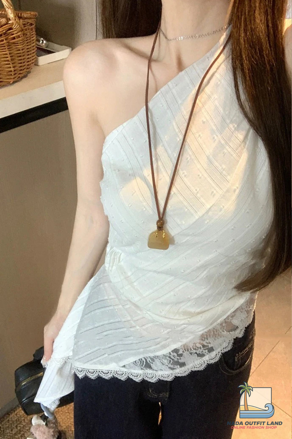 Sexy Lace Stitching Asymmetric Summer Crop Tops