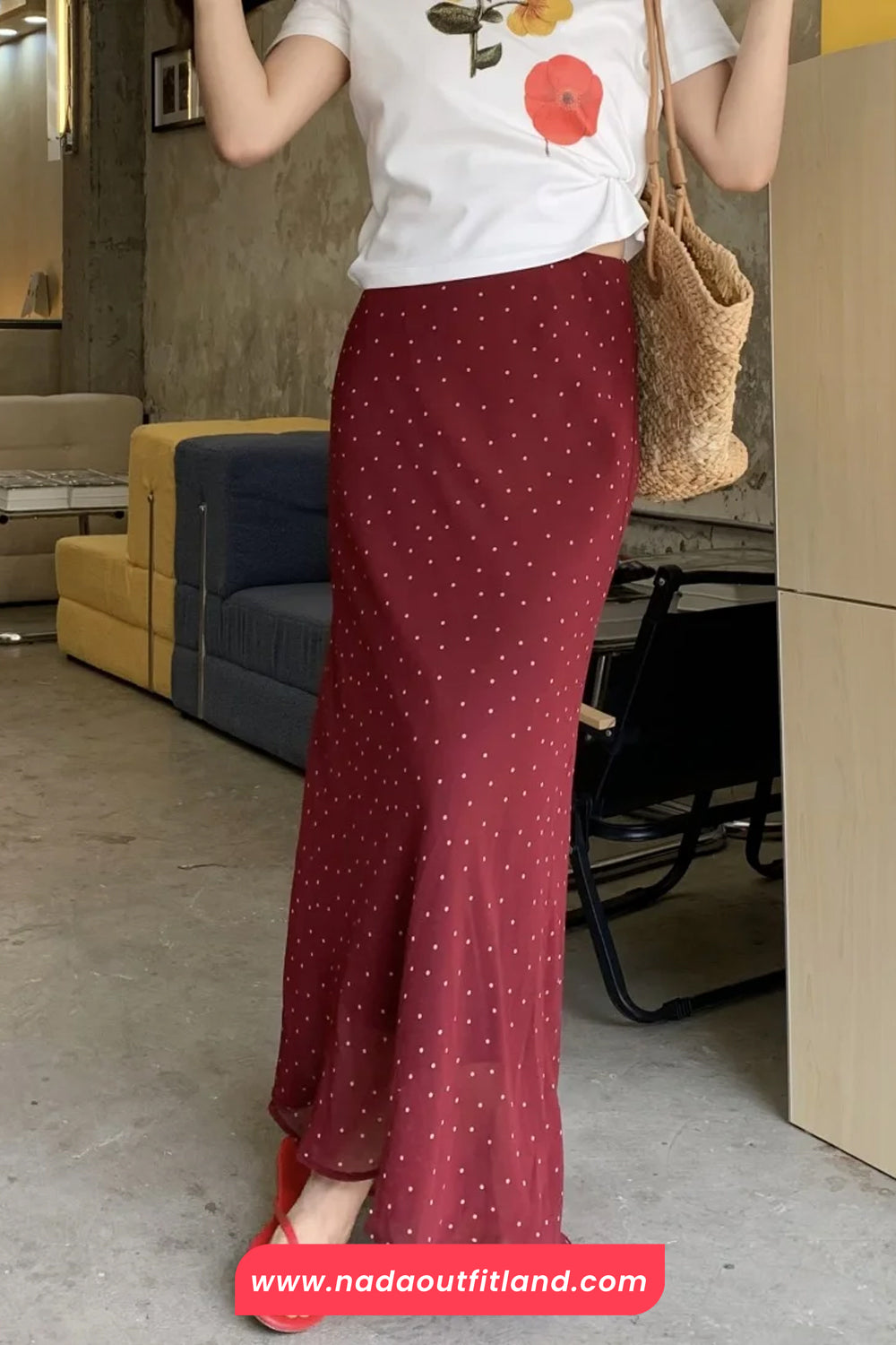 High Waist Polka Dots Pattern Slim Bodycon Mermaid Skirts