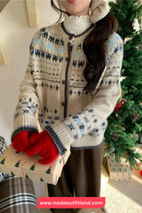 Long Sleeve Vintage Christmas Casual Cardigan Sweater