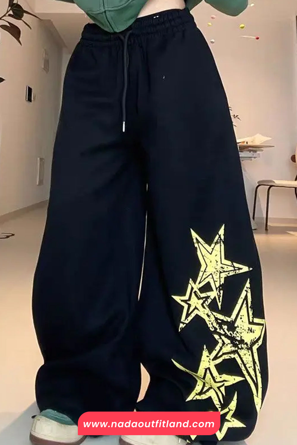 Loose Wide Leg Stars Pattern Home Wear Sweatpants