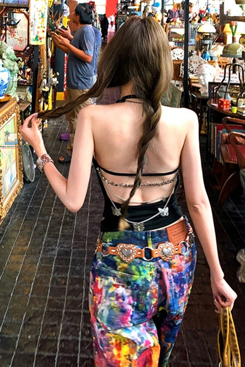 Sexy Backless Grunge Chains Halter Crop Tops