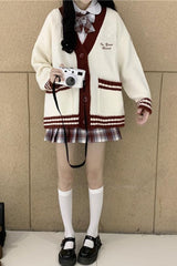 Loose Cute Striped Cardigan Sweater
