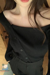 Long Sleeve Sexy Off Shoulder Irregular Knitted Sweater