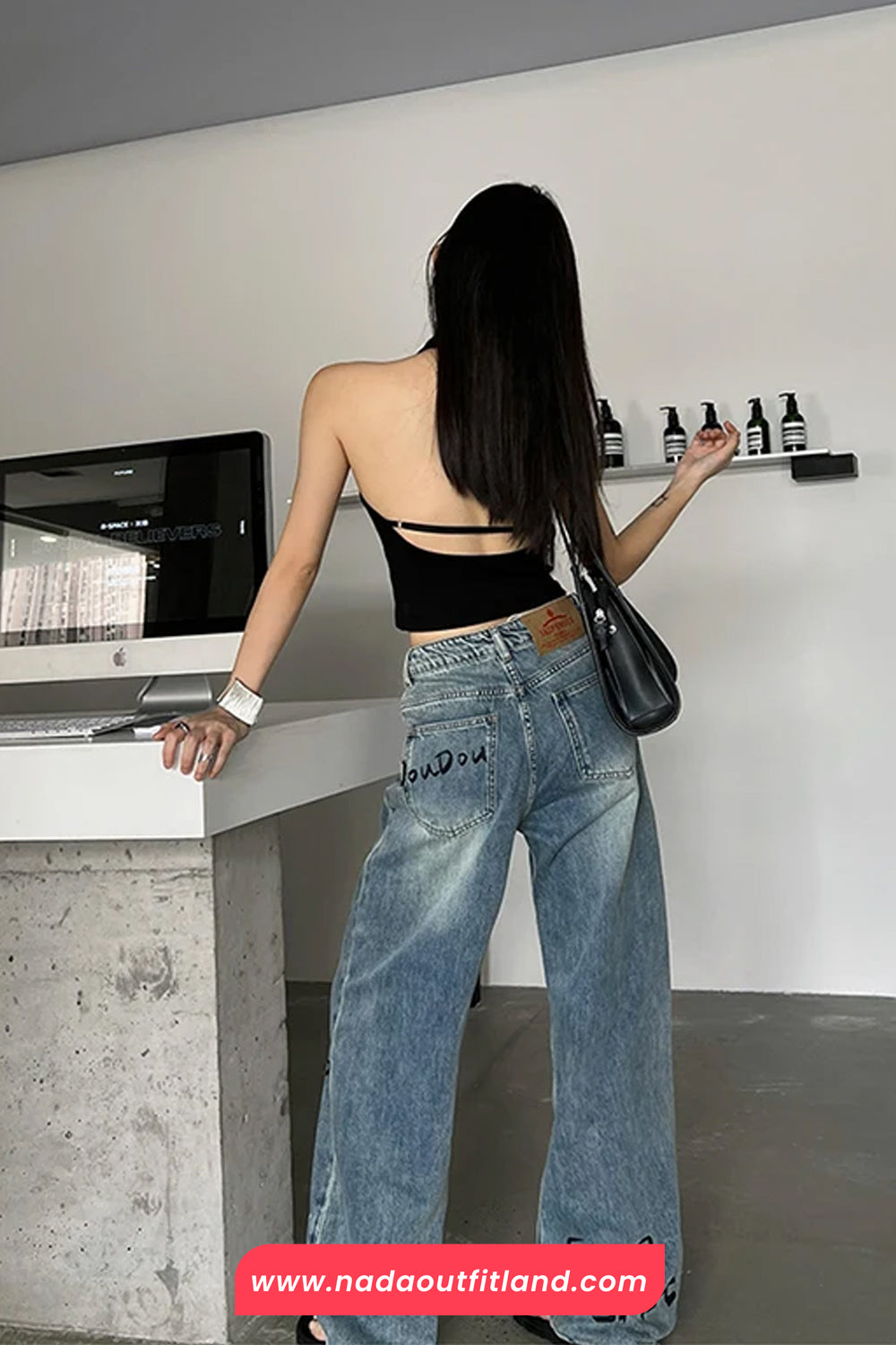 High Waist Cute Puppies Printed Long Jeans Pants