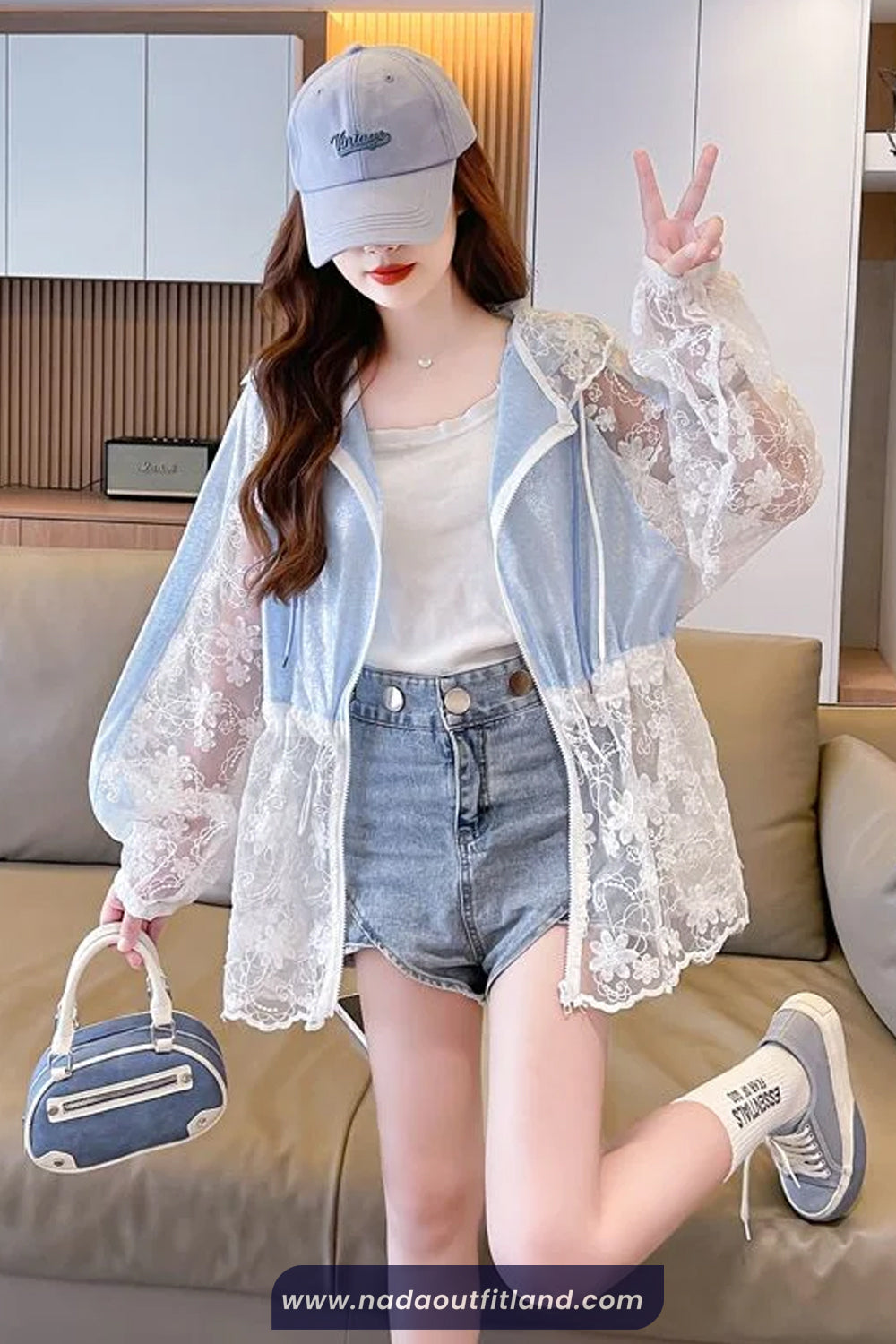 Lace Floral Pattern Sunscreen Transparent Thin Jacket