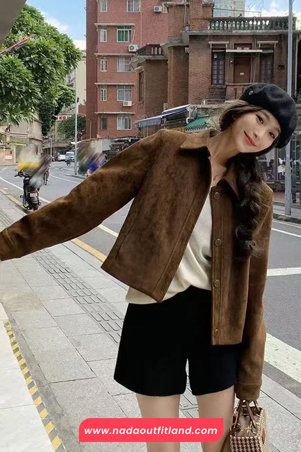 Long Sleeve Lapel Collar Suede Velvet Jacket
