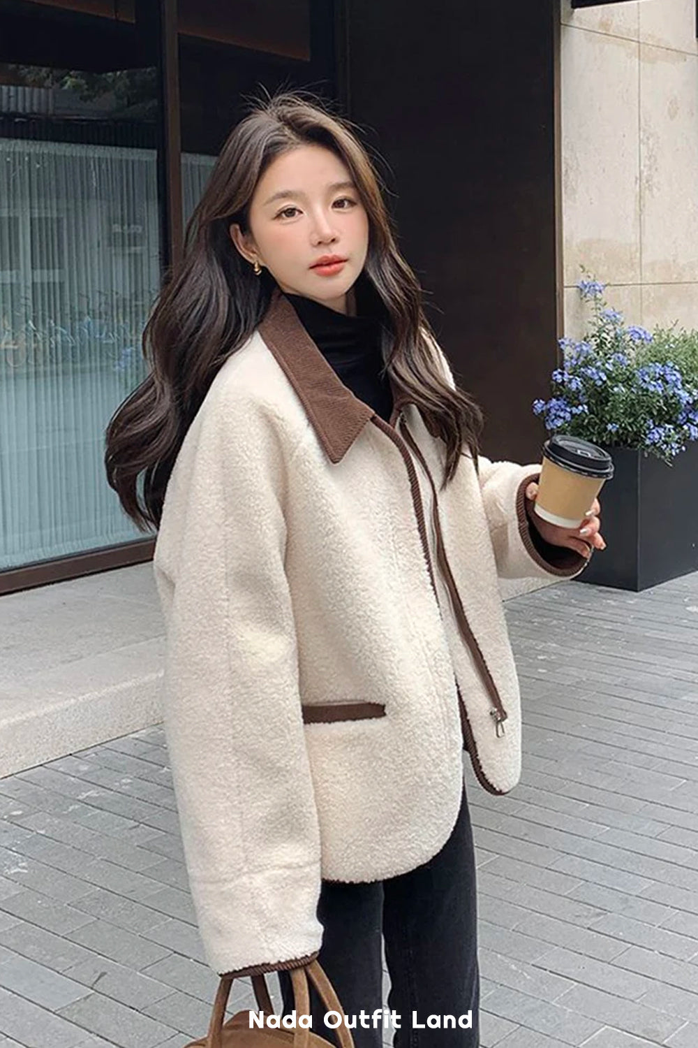 Loose Vintage Faux Wool Lapel Collar Jacket