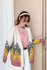 Matching Colors Loose Retro Cardigan Sweater