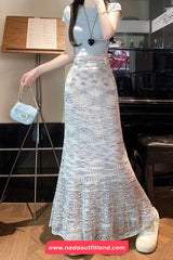 Elastic Waist Crochet Boho Mermaid Style Skirts