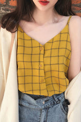 Sexy Plaid V-Neck Tank Top