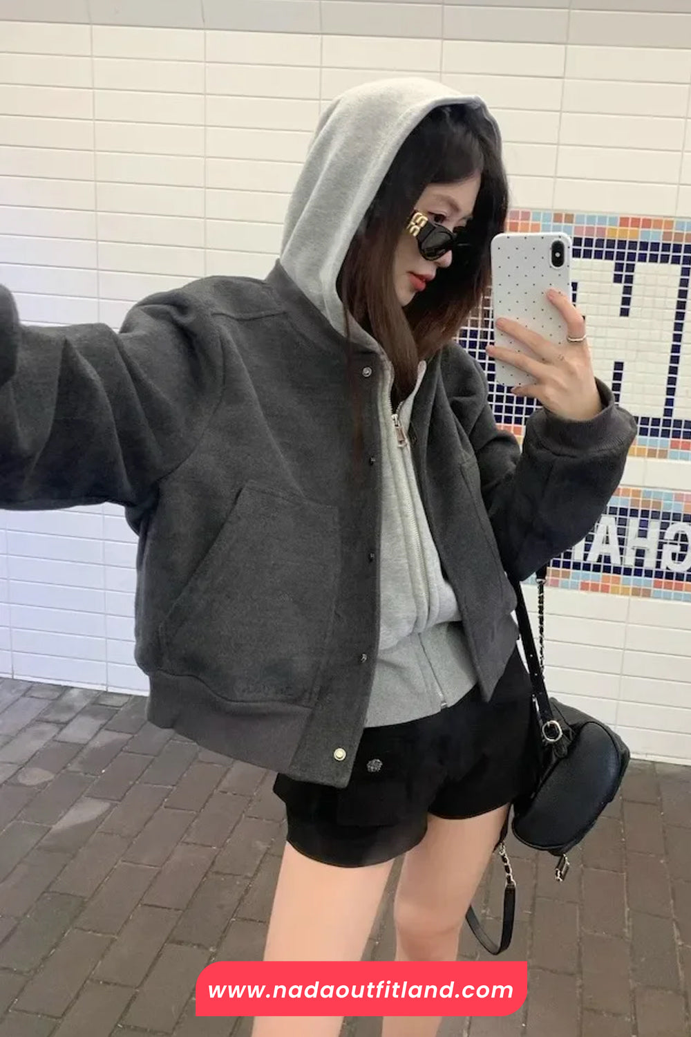 Long Sleeve Classic Cropped Baseball Jacket